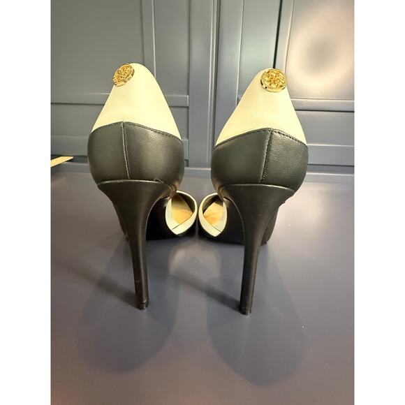 Guess Black White Two Tone Pumps 9M | Pointed Toe Heels Quiet Luxury Classic - Picture 3 of 6